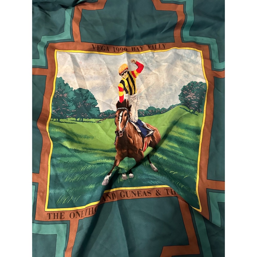 Vintage 100%‎ Silk Horse Racing Scarf Vega 1993 Japanese Filly Champion